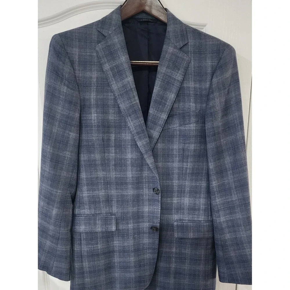 Brooks Brothers Men's Blue Plaid 2 Button Regent Fit Sports Coat Size 38 Regular